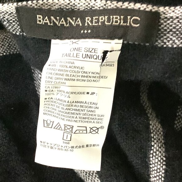 Banana Republic Womens Black & White Plaid Rectangular Wrap Scarf Shawl Acrylic - Picture 5 of 13